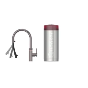 Quooker Flex Round koud, warm en kokendwaterkraan met uittrekbare perlator (gunmetal)