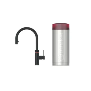 Quooker Flex Round koud, warm en kokendwaterkraan met uittrekbare perlator (zwart)