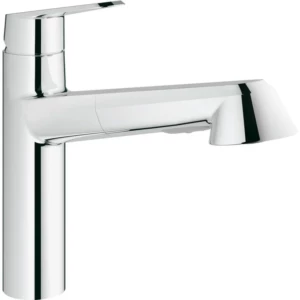 GROHE Eurodisc Cosmopolitan 1-gats keukenkraan met lage uittrekbare uitloop
