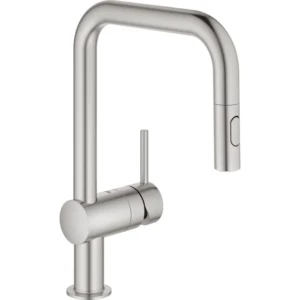 GROHE Minta 1-gats keukenkraan met draaibare U-uitloop en uittrekbare dual spray