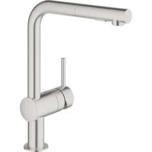 GROHE Minta 1-gats keukenkraan met L-uitloop, met uittrekbare dual spray