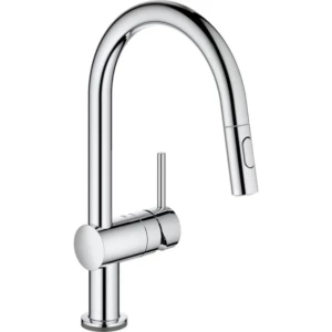 GROHE Minta Touch elektronische kraan met draaibare C-uitloop en uittrekbare dual spray met 6V batterij
