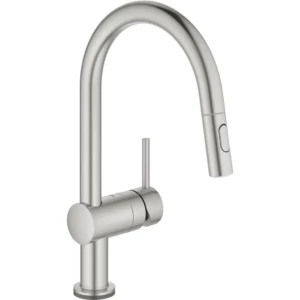 GROHE Minta Touch elektronische kraan met draaibare C-uitloop en uittrekbare dual spray met 6V batterij