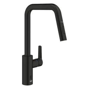GROHE QuickFix Start E keukenmengkraan met dual spray en uittrekbare U-uitloop zwart