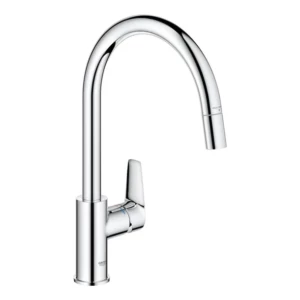 GROHE QuickFix Start Edge keukenmengkraan met hoge uitloop en uittrekbare mousseur