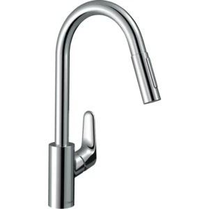 Hansgrohe Focus M41 1-greeps keukenmengkraan 240 EcoSmart met uittrekbare vuistdouche, 2 straalsoorten