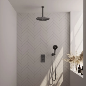 Brauer Gunmetal Edition thermostatische inbouw regendouche 3-weg omstelling SET 36 met 30 cm douchekop en plafondarm en 3-standen handdouche en doucheslang en...