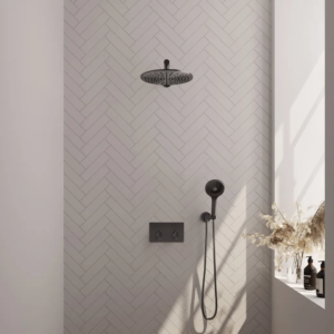 Brauer Gunmetal Edition thermostatische inbouw regendouche met drukknoppen SET 56 met 30 cm douchekop en rechte muurarm en 3-standen handdouche en doucheslang en... - Loodgieter...