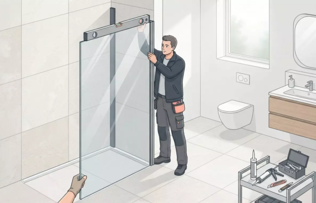 Glazen douchewand plaatsen: kosten en aanpak voor uw badkamer