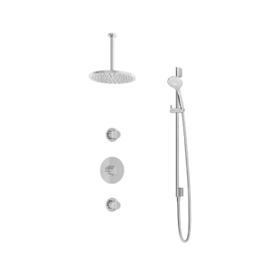 Hotbath Buddy IBS1 inbouw regendoucheset met ronde handdouche aan glijstang en 30cm ronde hoofddouche aan 30cm plafondarm chroom - Loodgieter in hengelo