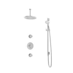 Hotbath Buddy IBS1 inbouw regendoucheset met ronde handdouche aan glijstang en 30cm ronde hoofddouche aan 15cm plafondarm chroom - Loodgieter in hengelo