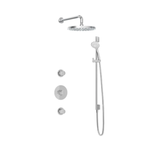 Hotbath Buddy IBS1 inbouw regendoucheset met ronde handdouche aan glijstang en 30cm ronde hoofddouche aan 35cm wandarm chroom - Loodgieter in hengelo