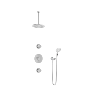 Hotbath Buddy IBS1 inbouw regendoucheset met ronde handdouche aan houder en 20cm ronde hoofddouche aan 30cm plafondarm chroom - Loodgieter in hengelo