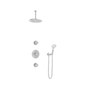 Hotbath Buddy IBS1 inbouw regendoucheset met ronde handdouche aan houder en 25cm ronde hoofddouche aan 15cm plafondarm chroom - Loodgieter in hengelo