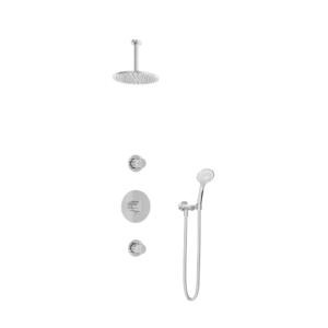 Hotbath Buddy IBS1 inbouw regendoucheset met ronde handdouche aan houder en 20cm ronde hoofddouche aan 15cm plafondarm chroom - Loodgieter in hengelo