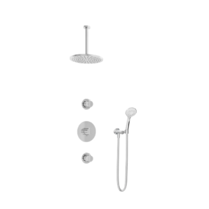 Hotbath Buddy IBS1 inbouw regendoucheset met ronde handdouche aan houder en 25cm ronde hoofddouche aan 30cm plafondarm chroom - Loodgieter in hengelo