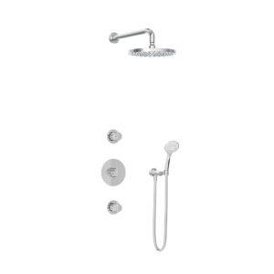 Hotbath Buddy IBS1 inbouw regendoucheset met ronde handdouche aan houder en 25cm ronde hoofddouche aan 35cm wandarm chroom - Loodgieter in hengelo