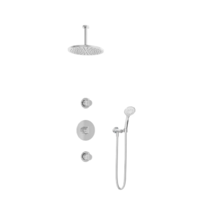 Hotbath Buddy IBS1 inbouw regendoucheset met ronde handdouche aan houder en 30cm ronde hoofddouche aan 15cm plafondarm chroom - Loodgieter in hengelo