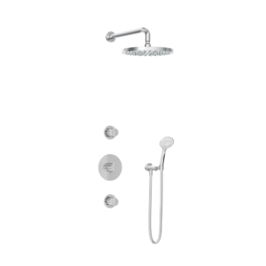 Hotbath Buddy IBS1 inbouw regendoucheset met ronde handdouche aan houder en 30cm ronde hoofddouche aan 35cm wandarm chroom - Loodgieter in hengelo