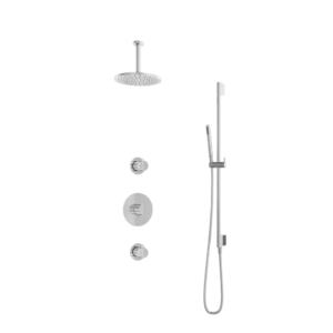 Hotbath Buddy IBS1 inbouw regendoucheset met staafhanddouche aan glijstang en 20cm ronde hoofddouche aan 15cm plafondarm chroom - Loodgieter in hengelo
