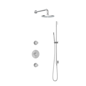 Hotbath Buddy IBS1 inbouw regendoucheset met staafhanddouche aan glijstang en 20cm ronde hoofddouche aan 35cm wandarm chroom - Loodgieter in hengelo