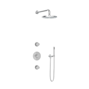 Hotbath Buddy IBS1 inbouw regendoucheset met staafhanddouche aan houder en 25cm ronde hoofddouche aan 35cm wandarm chroom - Loodgieter in hengelo