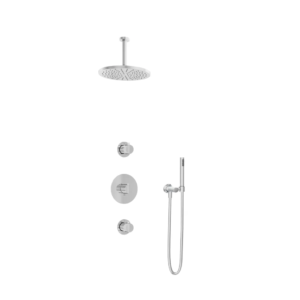 Hotbath Buddy IBS1 inbouw regendoucheset met staafhanddouche aan houder en 30cm ronde hoofddouche aan 15cm plafondarm chroom - Loodgieter in hengelo