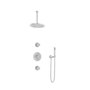 Hotbath Buddy IBS1 inbouw regendoucheset met staafhanddouche aan houder en 30cm ronde hoofddouche aan 30cm plafondarm chroom - Loodgieter in hengelo