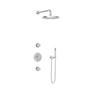 Hotbath Buddy IBS1 inbouw regendoucheset met staafhanddouche aan houder en 30cm ronde hoofddouche aan 35cm wandarm chroom - Loodgieter in hengelo