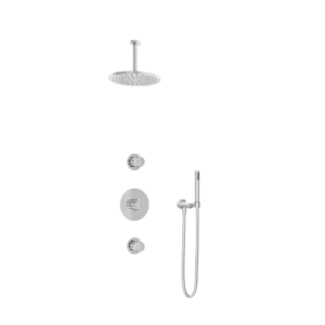 Hotbath Buddy IBS1 inbouw regendoucheset met staafhanddouche aan houder en 25cm ronde hoofddouche aan 15cm plafondarm chroom - Loodgieter in hengelo