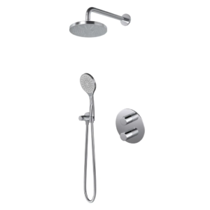 Hotbath Buddy IBS12A inbouw regendoucheset met ronde handdouche aan houder en 20cm hoofddouche aan wandarm chroom - Loodgieter in hengelo