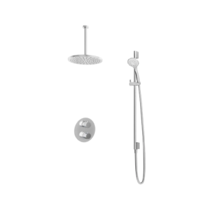 Hotbath Buddy IBS1A inbouw regendoucheset met ronde handdouche aan glijstang en 30cm ronde hoofddouche aan 30cm plafondarm chroom - Loodgieter in hengelo