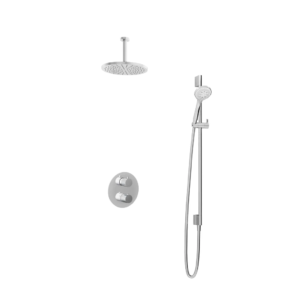 Hotbath Buddy IBS1A inbouw regendoucheset met ronde handdouche aan glijstang en 30cm ronde hoofddouche aan 15cm plafondarm chroom - Loodgieter in hengelo