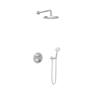 Hotbath Buddy IBS1A inbouw regendoucheset met ronde handdouche aan houder en 25cm ronde hoofddouche aan 35cm wandarm chroom - Loodgieter in hengelo