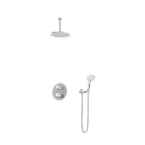 Hotbath Buddy IBS1A inbouw regendoucheset met ronde handdouche aan houder en 20cm ronde hoofddouche aan 15cm plafondarm chroom - Loodgieter in hengelo