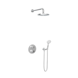 Hotbath Buddy IBS1A inbouw regendoucheset met ronde handdouche aan houder en 20cm ronde hoofddouche aan 35cm wandarm chroom - Loodgieter in hengelo