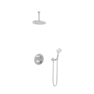 Hotbath Buddy IBS1A inbouw regendoucheset met ronde handdouche aan houder en 25cm ronde hoofddouche aan 15cm plafondarm chroom - Loodgieter in hengelo