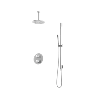 Hotbath Buddy IBS1A inbouw regendoucheset met staafhanddouche aan glijstang en 20cm ronde hoofddouche aan 15cm plafondarm chroom - Loodgieter in hengelo