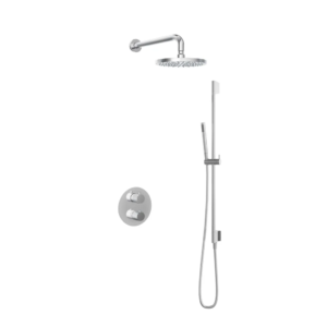 Hotbath Buddy IBS1A inbouw regendoucheset met staafhanddouche aan glijstang en 20cm ronde hoofddouche aan 35cm wandarm chroom - Loodgieter in hengelo