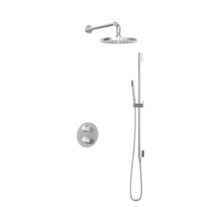 Hotbath Buddy IBS1A inbouw regendoucheset met staafhanddouche aan glijstang en 25cm ronde hoofddouche aan 35cm wandarm chroom - Loodgieter in hengelo