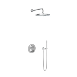 Hotbath Buddy IBS1A inbouw regendoucheset met staafhanddouche aan houder en 30cm ronde hoofddouche aan 35cm wandarm chroom - Loodgieter in hengelo
