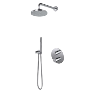 Hotbath Buddy IBS1A inbouw regendoucheset met staafhanddouche aan houder en 20cm ronde hoofddouche aan 35cm wandarm chroom - Loodgieter in hengelo