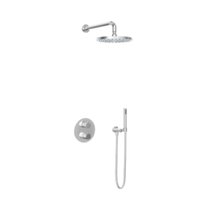 Hotbath Buddy IBS1A inbouw regendoucheset met staafhanddouche aan houder en 25cm ronde hoofddouche aan 35cm wandarm chroom - Loodgieter in hengelo