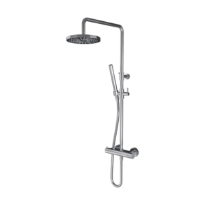 Hotbath Buddy SDS1 opbouw regendoucheset met staafhanddouche en 20cm ronde hoofddouche aan glijstang chroom - Loodgieter in hengelo