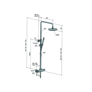 Hotbath Buddy SDS1 opbouw regendoucheset met staafhanddouche en 25cm ronde hoofddouche aan glijstang geborsteld nikkel - Loodgieter in hengelo
