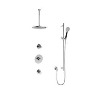 Hotbath Cobber IBS20 inbouw regendoucheset met ronde handdouche aan glijstang en 30cm ronde hoofddouche aan 30cm plafondarm chroom - Loodgieter in hengelo