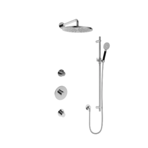 Hotbath Cobber IBS20 inbouw regendoucheset met ronde handdouche aan glijstang en 30cm ronde hoofddouche aan 40cm wandarm chroom - Loodgieter in hengelo