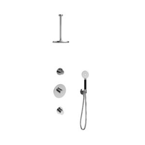 Hotbath Cobber IBS20 inbouw regendoucheset met ronde handdouche aan houder en 20cm ronde hoofddouche aan 30cm plafondarm chroom - Loodgieter in hengelo