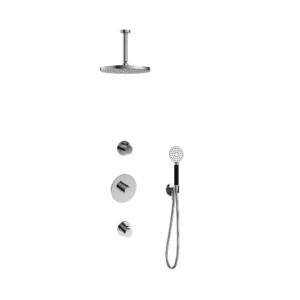 Hotbath Cobber IBS20 inbouw regendoucheset met ronde handdouche aan houder en 30cm ronde hoofddouche aan 15cm plafondarm chroom - Loodgieter in hengelo