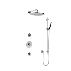 Hotbath Cobber IBS20 inbouw regendoucheset met staafhanddouche aan glijstang en 30cm ronde hoofddouche aan 40cm wandarm chroom - Loodgieter in hengelo